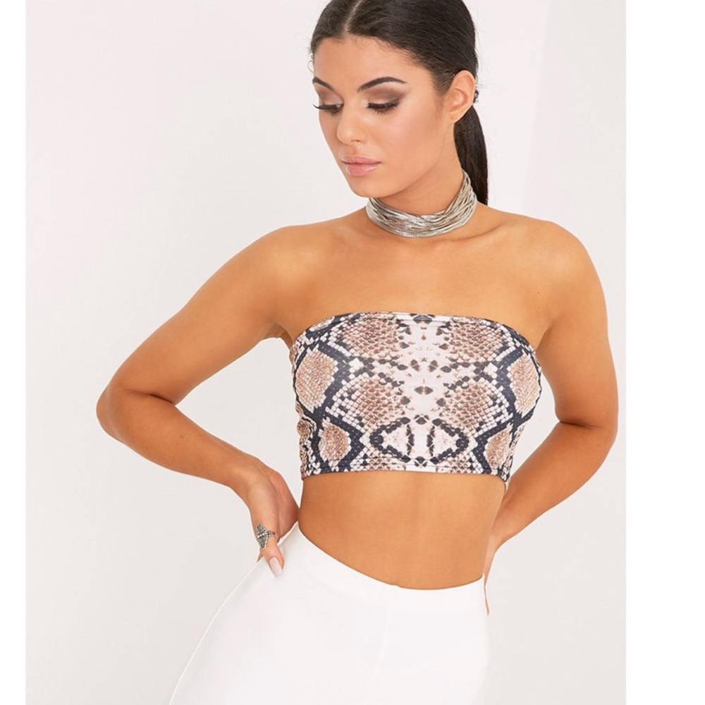 PLT SNAKESKIN PRINT CROP TOP